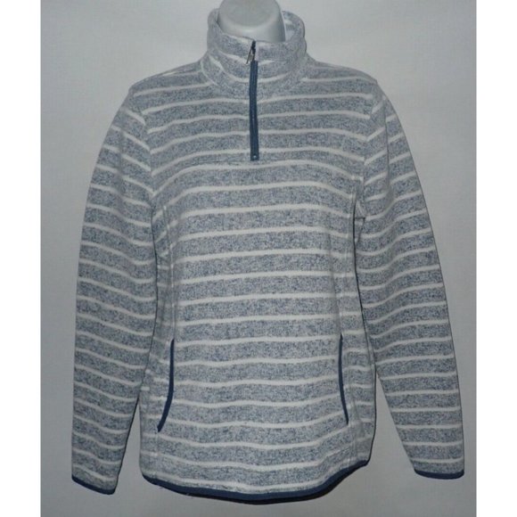 Thread + Supply Anthropologie 1/4 Zip Striped Pullover Sweater Women's L Blue - Picture 2 of 6